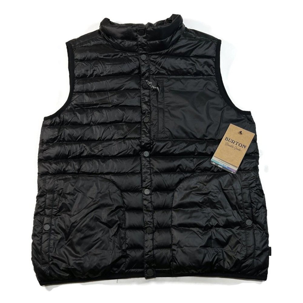 Burton Durable Goods Down Vest Black Womans Large New‎ NWT Puffer Business Patch